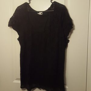 3x black lace top